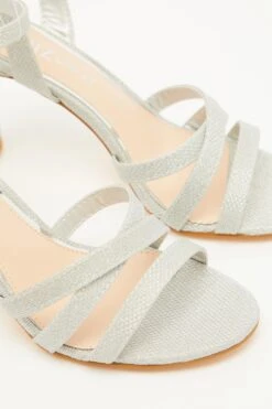 Wide Fit Silver Shimmer Block Heeled Sandals -Chic Summer Shop 00100033925 ZB