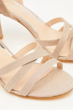 Wide Fit Champagne Shimmer Block Heeled Sandals -Chic Summer Shop 00100033927 ZB