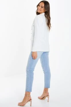 Cream Tailored Blazer -Chic Summer Shop 00100034074 XB