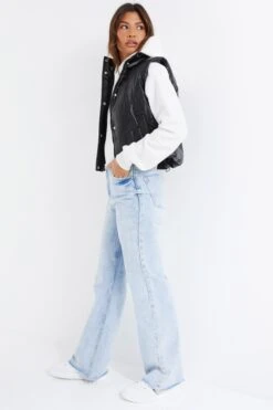 Black Short Faux Leather Gilet -Chic Summer Shop 00100034336 XS