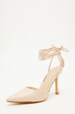Nude Ankle Tie Court Heels -Chic Summer Shop 00100034488 XB
