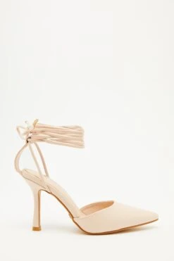 Nude Ankle Tie Court Heels -Chic Summer Shop 00100034488 XM