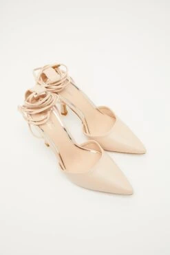 Nude Ankle Tie Court Heels -Chic Summer Shop 00100034488 XS