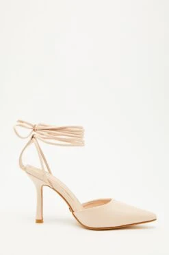Nude Ankle Tie Court Heels -Chic Summer Shop 00100034488 ZS