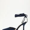Navy Satin Ankle Tie Court Heels -Chic Summer Shop 00100034490 ZM
