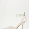 White Satin Ankle Tie Court Heels