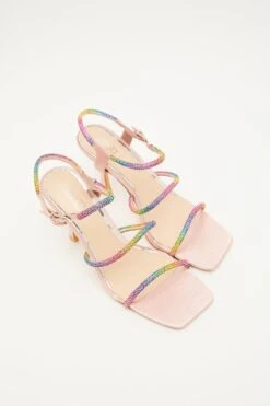 Multicoloured Diamante Strap Heeled Sandals -Chic Summer Shop 00100034495 XS