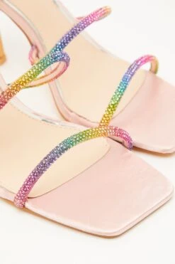 Multicoloured Diamante Strap Heeled Sandals -Chic Summer Shop 00100034495 ZB