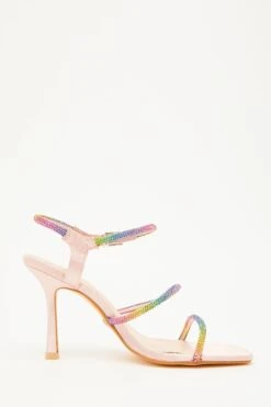 Multicoloured Diamante Strap Heeled Sandals -Chic Summer Shop 00100034495 ZS