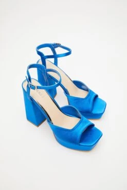 Blue Satin Platform Heeled Sandals -Chic Summer Shop 00100034499 XS