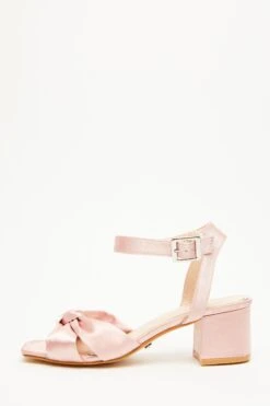 Pink Satin Knot Heeled Sandals
