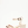 Champagne Satin Knot Heeled Sandals -Chic Summer Shop 00100034505 ZM