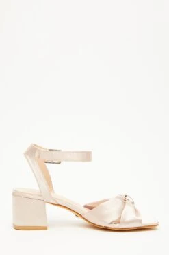 Champagne Satin Knot Heeled Sandals -Chic Summer Shop 00100034505 ZS