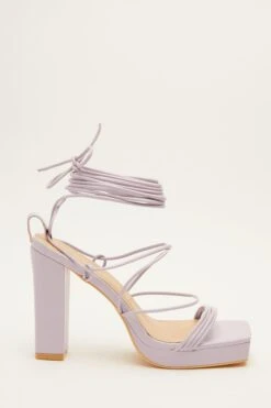 Lilac Ankle Tie Platform Heeled Sandals -Chic Summer Shop 00100034552 XM