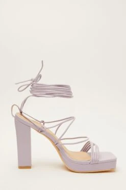 Lilac Ankle Tie Platform Heeled Sandals -Chic Summer Shop 00100034552 ZS
