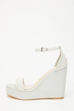 Silver Shimmer Platform Wedges