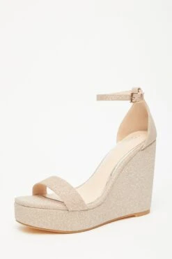Rose Gold Shimmer Platform Wedges -Chic Summer Shop 00100034582 XB