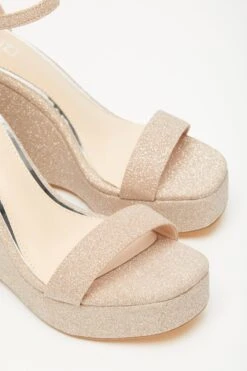 Rose Gold Shimmer Platform Wedges -Chic Summer Shop 00100034582 ZB
