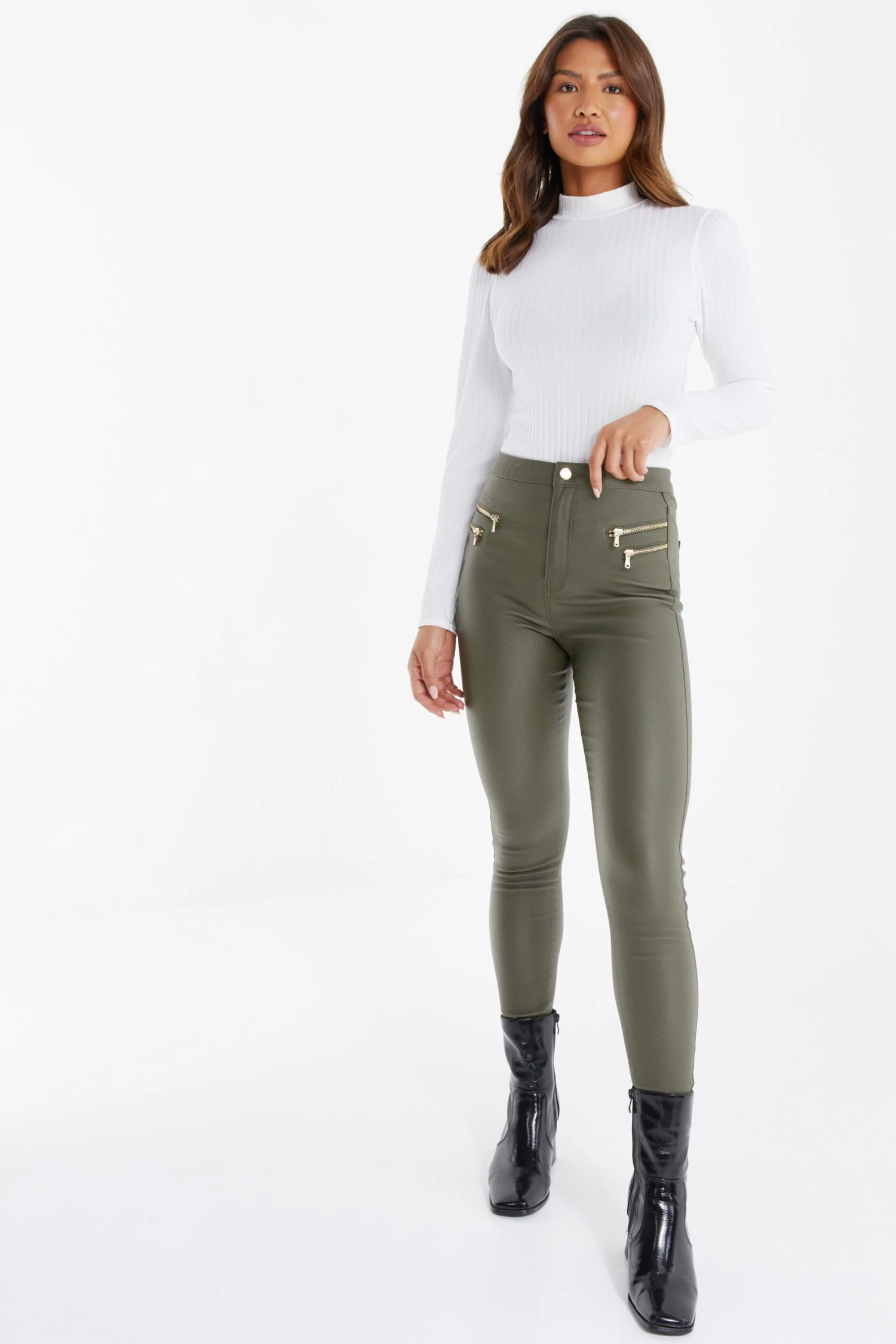 Green Faux Leather Skinny Trousers 4 Green Faux Leather Skinny Trousers - Image 2