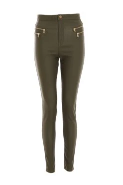 Green Faux Leather Skinny Trousers