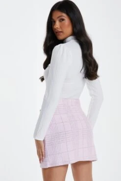 Pink Check Boucle Mini Skirt -Chic Summer Shop 00100034847 XB