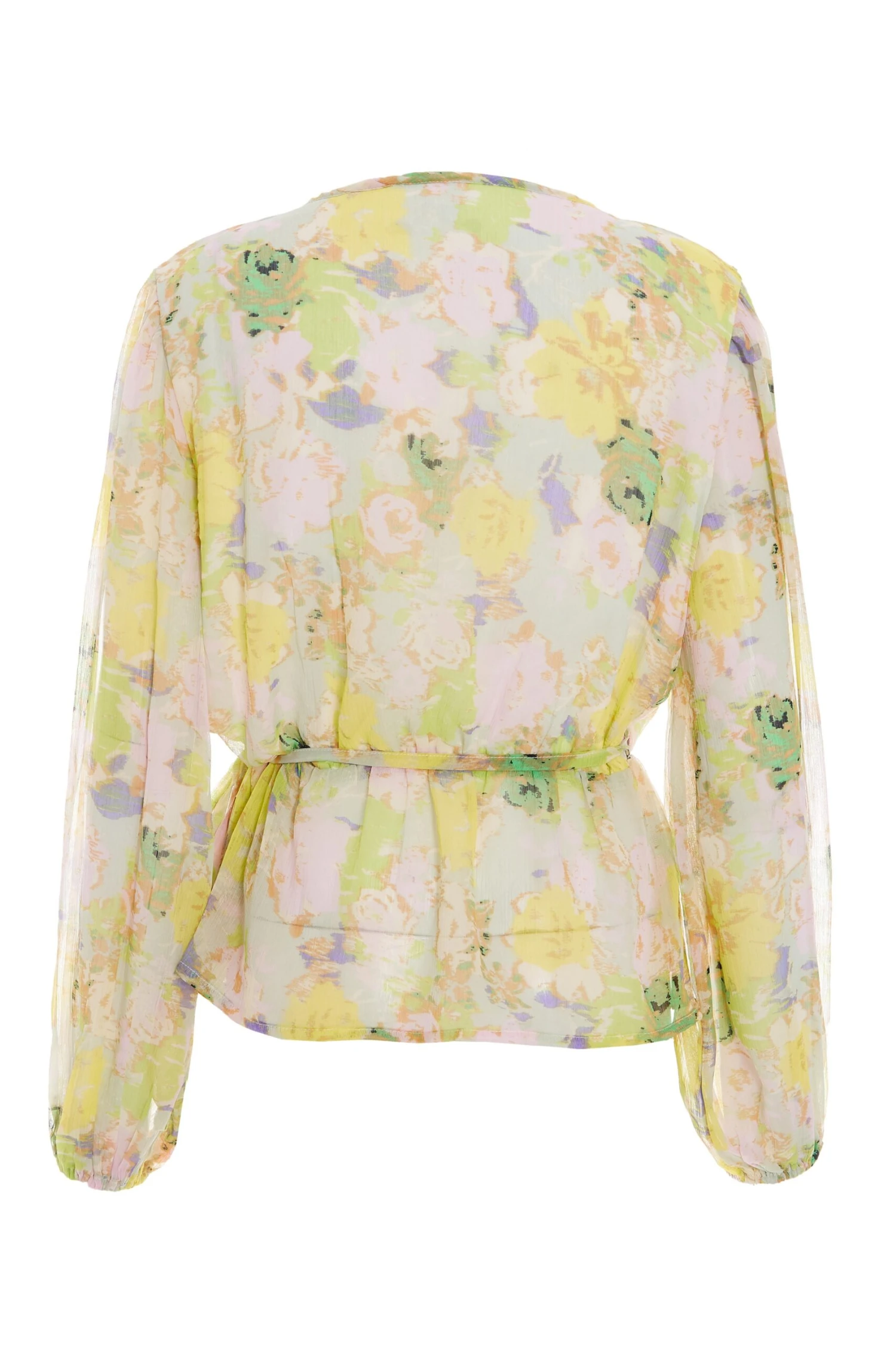 Yellow Floral Chiffon Peplum Top 7 Yellow Floral Chiffon Peplum Top - Image 5