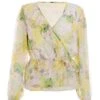 Yellow Floral Chiffon Peplum Top 1 Yellow Floral Chiffon Peplum Top -Chic Summer Shop 00100034854 ZM