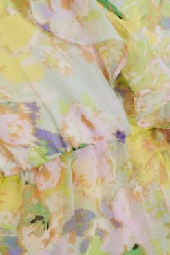 Yellow Floral Chiffon Peplum Top 13 Yellow Floral Chiffon Peplum Top -Chic Summer Shop 00100034854 ZS