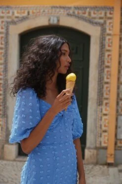 Blue Chiffon Polka Dot Midi Dress 13 Blue Chiffon Polka Dot Midi Dress -Chic Summer Shop 00100034897 ZS