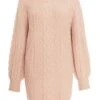 Pink Roll Neck Knitted Mini Jumper Dress -Chic Summer Shop 00100034911 ZM