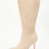 Cream Knee High Heeled Boots -Chic Summer Shop 00100035067 ZM
