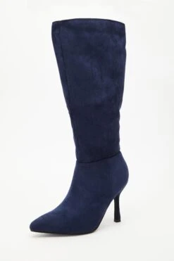 Navy Knee High Heeled Boots -Chic Summer Shop 00100035068 XB