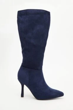 Navy Knee High Heeled Boots -Chic Summer Shop 00100035068 XM