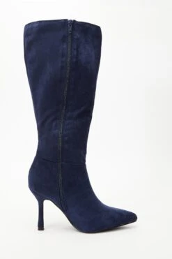 Navy Knee High Heeled Boots -Chic Summer Shop 00100035068 ZS