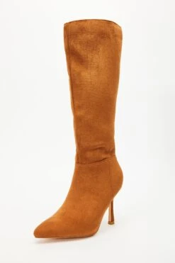 Tan Knee High Heeled Boots -Chic Summer Shop 00100035069 XB