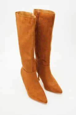 Tan Knee High Heeled Boots -Chic Summer Shop 00100035069 XS