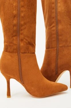 Tan Knee High Heeled Boots -Chic Summer Shop 00100035069 ZB