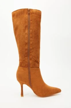 Tan Knee High Heeled Boots -Chic Summer Shop 00100035069 ZS