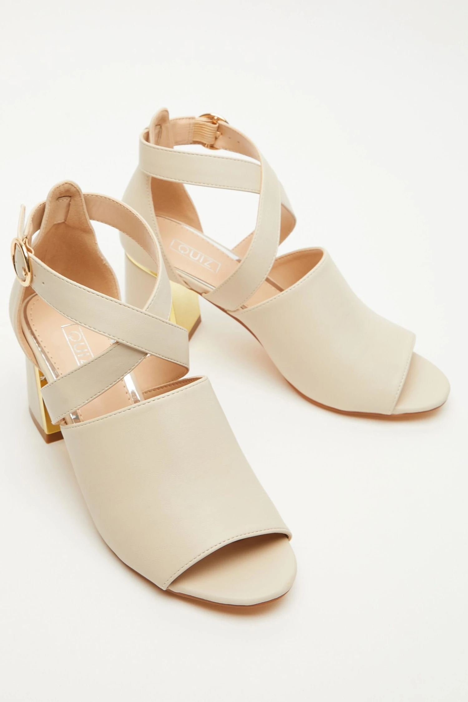 Cream Faux Leather Cut Out Heeled Ankle Boots 6 Cream Faux Leather Cut Out Heeled Ankle Boots - Image 4