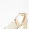 Cream Faux Leather Cut Out Heeled Ankle Boots -Chic Summer Shop 00100035081 ZM
