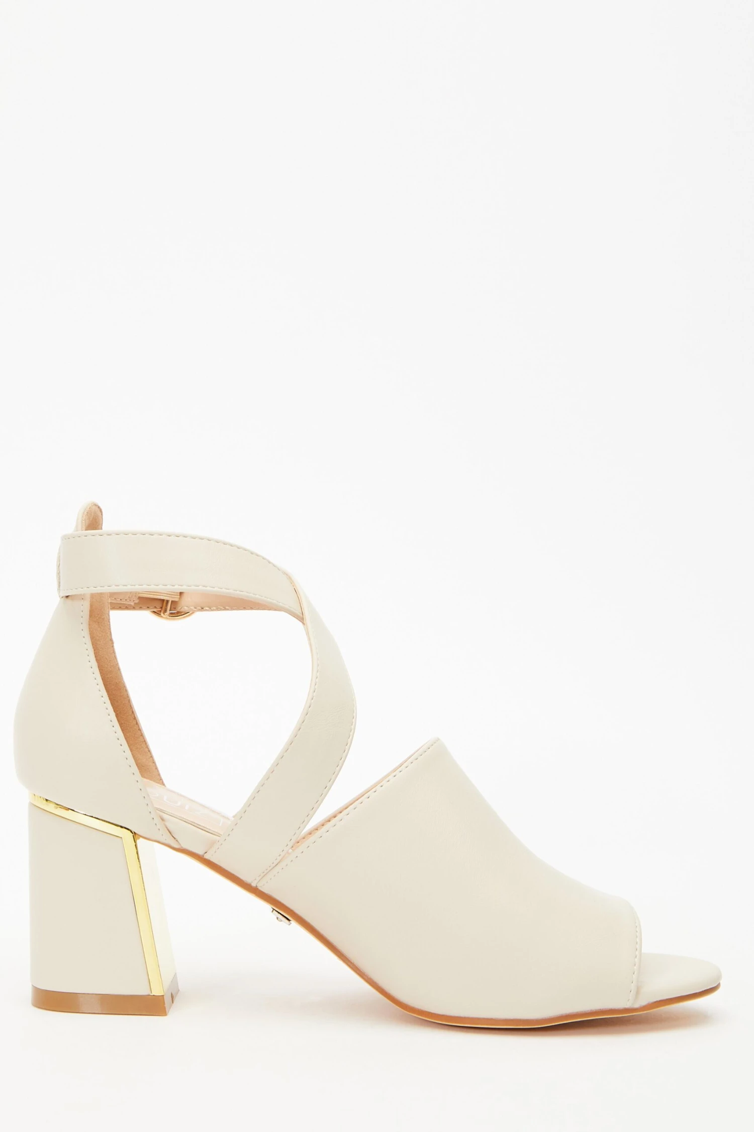Cream Faux Leather Cut Out Heeled Ankle Boots 8 Cream Faux Leather Cut Out Heeled Ankle Boots - Image 6