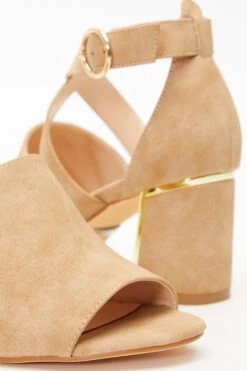Tan Faux Suede Cut Out Heeled Ankle Boots -Chic Summer Shop 00100035082 ZB