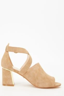 Tan Faux Suede Cut Out Heeled Ankle Boots -Chic Summer Shop 00100035082 ZS
