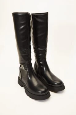 Black Knee High Chunky Boots -Chic Summer Shop 00100035102 XS