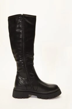 Black Knee High Chunky Boots -Chic Summer Shop 00100035102 ZS