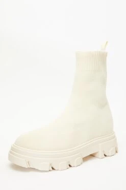 Cream Knitted Runner Boots -Chic Summer Shop 00100035108 XB