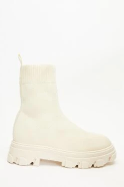 Cream Knitted Runner Boots -Chic Summer Shop 00100035108 XM