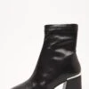 Black Faux Leather Heeled Ankle Boots -Chic Summer Shop 00100035124 ZM