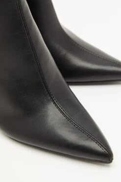 Black Faux Leather Heeled Ankle Boots -Chic Summer Shop 00100035127 ZB