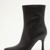 Black Faux Leather Heeled Ankle Boots -Chic Summer Shop 00100035127 ZM
